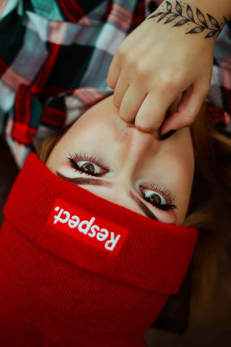 red respect knit cap